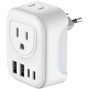 International Travel Adapter, Europe Travel Adapter with USB, Universal Travel