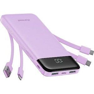 Portable Charger with Built in Cables, Portable Charger with Cords Wires Slim