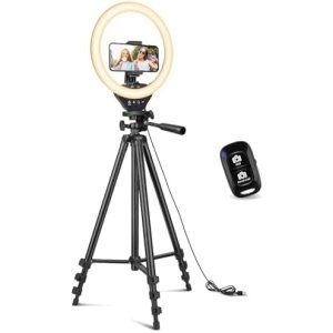 Sensyne 10” Ring Light with 50” Extendable Tripod Stand, LED Circle Lights