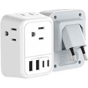 VYLEE International Travel Adapter, Europe Travel Adapter with USB, Universal