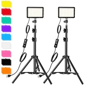 Photography Video Lighting Kit, LED Studio Streaming Lights W/70 Beads & Color