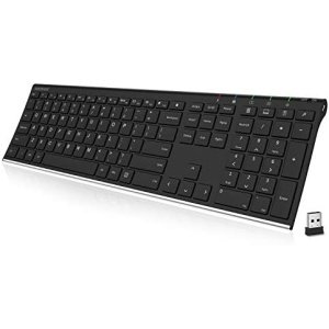 Arteck 2.4G Wireless Keyboard Stainless Steel Ultra Slim Full Size Keyboard