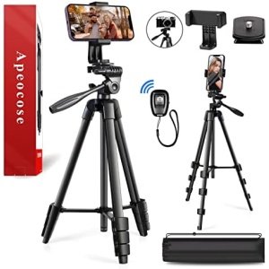 Apeocose 55″ Tripod for iPhone with Quick-Release Plate, Lightweight Cell Phone