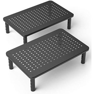 2-Pack Premium Laptop PC Monitor Stand with Sturdy, Stable Black Metal