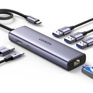 UGREEN Revodok 6-in-1 USB C Hub Gigabit USB C to Ethernet Adapter with 4K HDMI