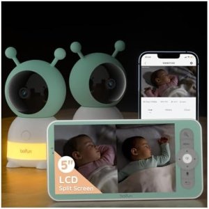 BOIFUN 5″ Split-Screen Baby Monitor With 2 Cameras, 2K WiFi Baby Dual Cameras