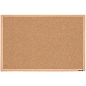 Quartet Cork Board Bulletin Board, 23″ x 35″ Framed Corkboard, Oak Frame