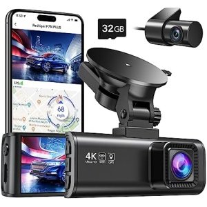 REDTIGER Dash Cam Front Rear, 4K/2.5K Full HD Dash Camera for Cars, Free 32GB