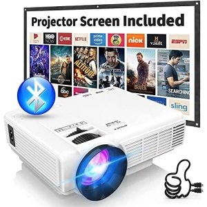 2023 Projector with 100” Projector Screen, Mini Projector Bluetooth, Latest