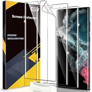 EGV [3 Pack] Screen Protector for Samsung Galaxy S22 Ultra 5G, 3D Curved Full