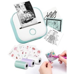 Memoking Label Makers – T02 Mini Portable Small Printer with 3 Rolls Paper