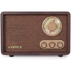 LoopTone FM AM Radio Retro Wood Radio with Bluetooth Play Mp3