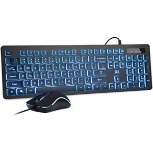 Rii Three Colors Backlit Business Keyboard,Gaming Keyboard and Mouse Combo