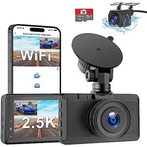 Dash Cam Front and Rear Camera, Otovoda 3Inch Screen WiFi Dash cam, 2.5K+1080P